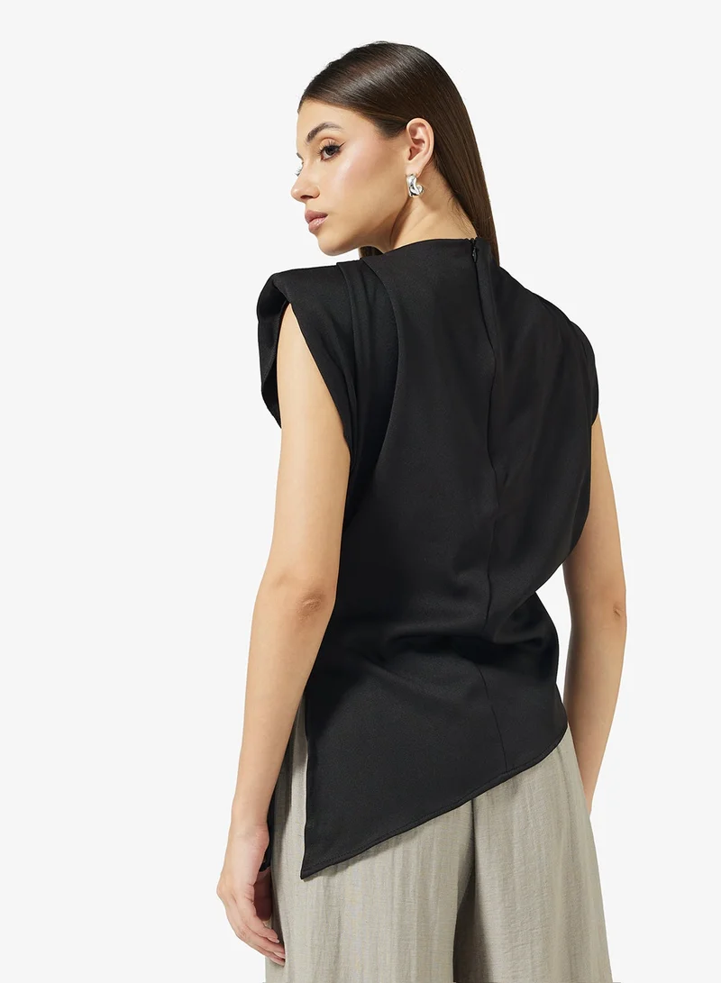ELLA Ruched Top With Asymmetrical Hem